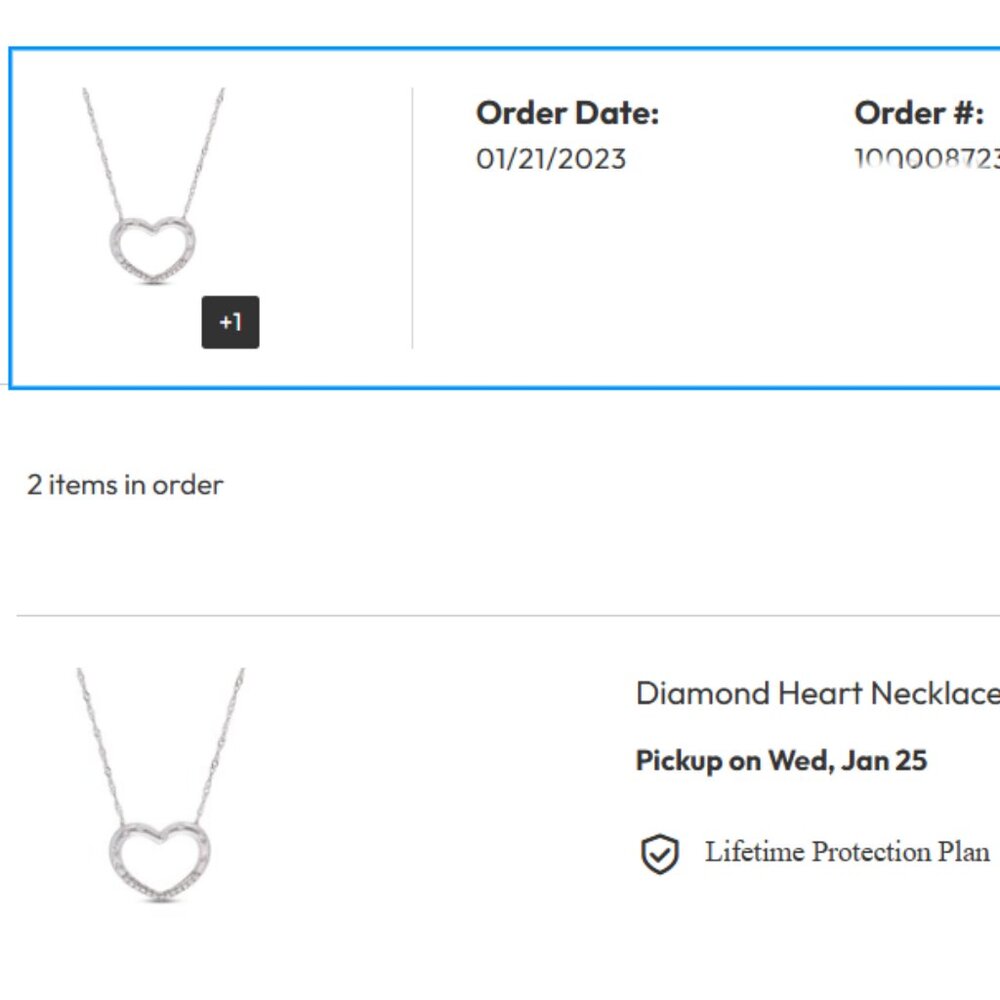 Diamond Heart Necklace 1/10 ct tw Round 10K White Gold 17" by Jared - Picture 7 of 7